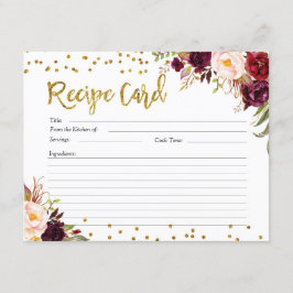 Gold und Red Marsala Blumenrezeptkarte Einladung