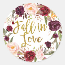 Gold und Red Marsala Floral Vielen Dank Sticker