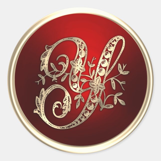 Gold und Red Monogram Y Umschlag Aufkleber (Vorderseite)