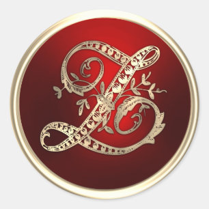 Gold und Red Monogram Z Umschlag Aufkleber