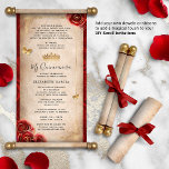 Gold und Red Quinceanera DIY Scroll Einladung<br><div class="desc">BITTE BEACHTEN SIE: Dieses Produkt ist nur eine Einladung in Papierform. Es enthält KEINE Dübel oder Bänder, die Sie einzeln hinzufügen können, um sie in eine echte Schriftrolle zu verwandeln. Sie können mir mitteilen, ob Sie zusätzliche Ressourcen für die Dübel, Finale oder Bänder, die im Spottbild verwendet werden, benötigen. Erstellen...</div>