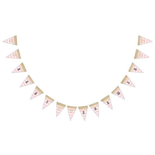 Gold und rosa Babyparty-Fahne Wimpelkette (Alle)
