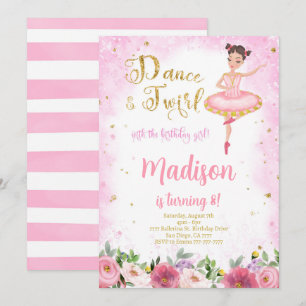 Gold- und rosa Ballerina-Einladung  Einladung