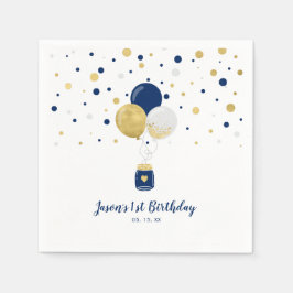 Gold und Rosa | Balloons & Confetti Boy Geburtstag Serviette