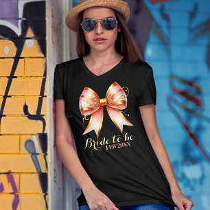 Gold- und rosa Blumen-Schleife-Junggesellinnen-Abs T-Shirt
