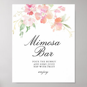 Gold- und rosa-blumiges Brause-Spray-Bar-Schild fü Poster