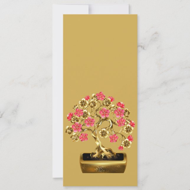 Gold und Rosa Bonsai Tree Lesezeichen (Vorderseite)