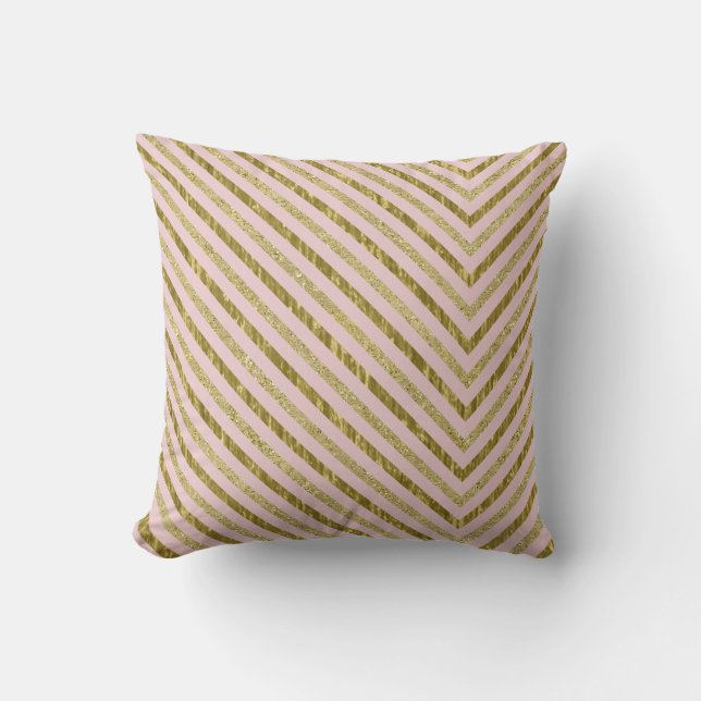 Gold und rosa Chic Zickzack Kissen (Vorderseite)