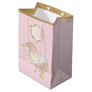 Gold und Rosa Einhornbeutel Mittlere Geschenktüte