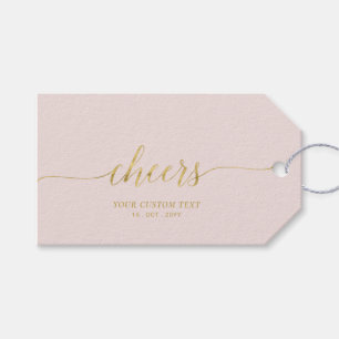 Gold- und rosa elegante Schriftart Prost Party Geschenkanhänger