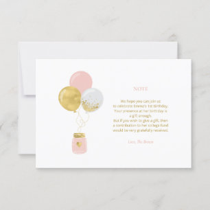 Gold und Rosa   Geburtstagsparty - Geschenkkarte Dankeskarte