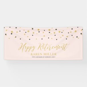 Gold- und rosa Konfetti   Glücklicher Ruhestand Banner
