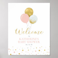Gold- und rosa Luftballons | Willkommen zur Babypa