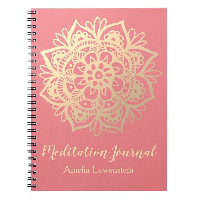 Gold und Rosa Mandala Meditation Journal Notizblock (Vorderseite)