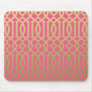 Gold-und Rosa-modernes Gitter-Muster Mousepad