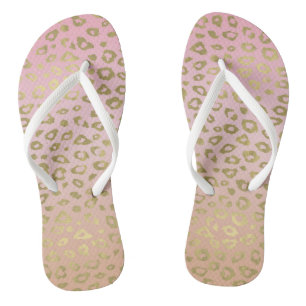 Gold und Rosa Ombre Leopard Print Flip Flops