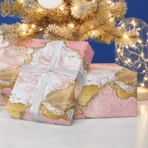 Gold- und rosa Pailletten Achat Geschenkpapier