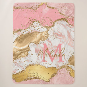 Gold- und rosa Pailletten Achat Sherpadecke