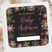 Gold und Rosa Schneeflocken Kinderdusche Buchzeich