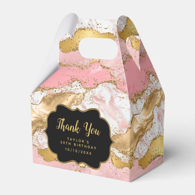 Gold und Rosa Sequins Agate Birthday Vielen Dank Geschenkschachtel (Vorderseite)
