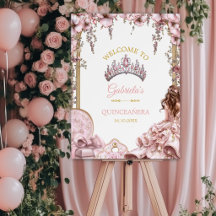 Gold- und Rosafarbenes Tiara-Floral-Quinceañera-Wi