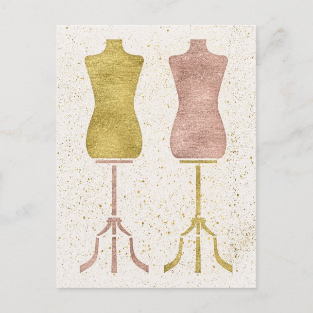 Gold und Rose Gold Mode Design Dress Forms Postkarte (Vorderseite)