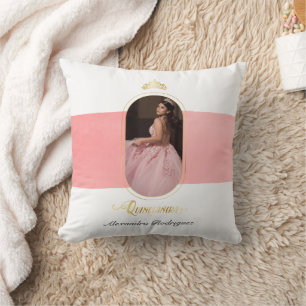 Gold und Rose Rosa Foto Quinceanera Nieling Kissen