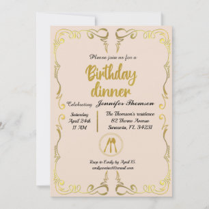 Gold und Rose zum Geburtstag Einladung