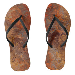 Gold- und Rostmarmor-Abstrakt Flip Flops
