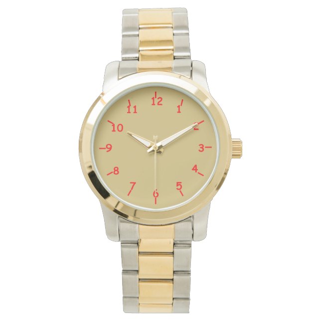 Gold und Rot Armbanduhr (Vorderseite)