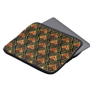 Gold und Rot Art Deco Muster Laptop Sleeve