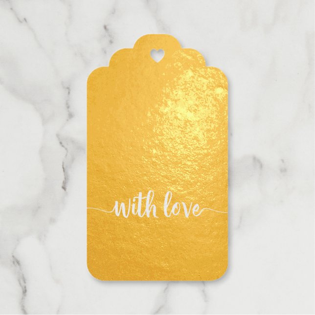 Gold und Rot mit Liebe nach Maß Geschenkanhänger (Vorderseite)