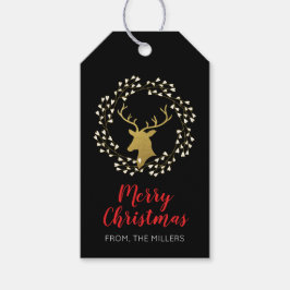 Gold und Rot | Modern Deer Frohe Weihnachtsgeschen Geschenkanhänger