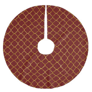 Gold und Rot-Quatrefolie Polyester Weihnachtsbaumdecke
