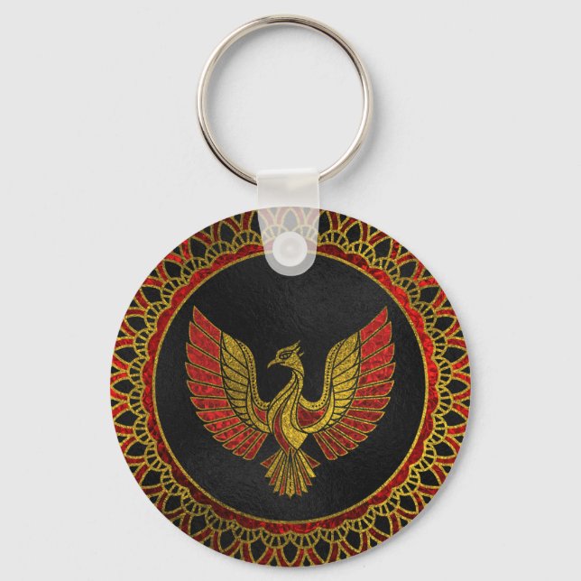 Gold und Rot-Symbol für Phoenixvogel Schlüsselanhänger (Vorderseite)