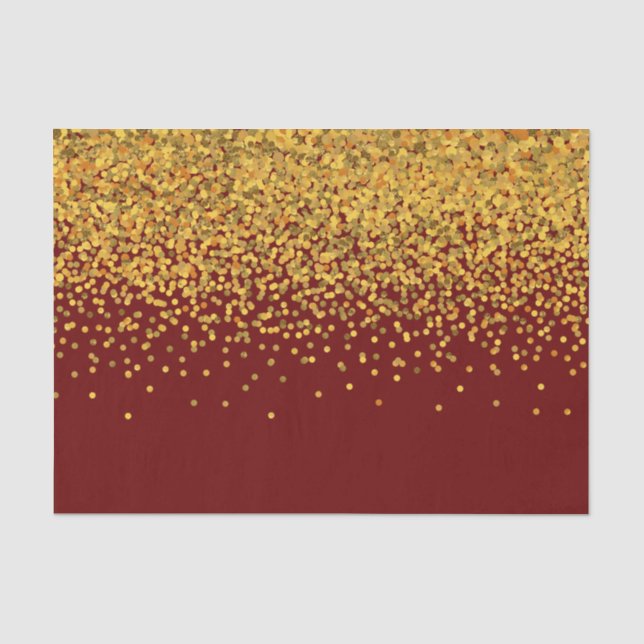 Gold und rote Glam-Confetti-Punkte Seidenpapier (Vorderseite)