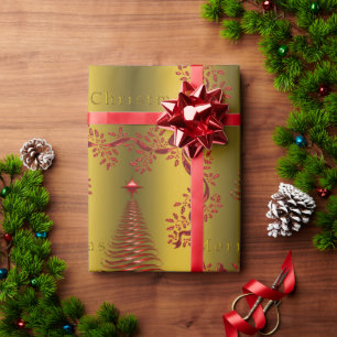 Gold und Rote Weihnachten Geschenkpapier