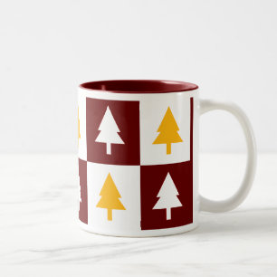 Gold und Rote Weihnachtsbaumen Zweifarbige Tasse