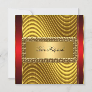 Gold- und roter Art Deco Bar Mitzvah-Einladung Einladung