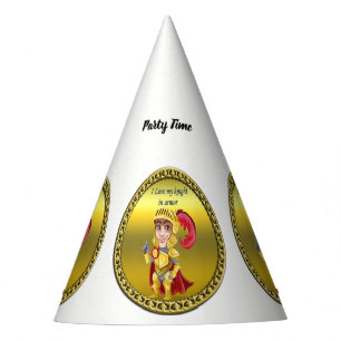 Gold und roter Ritter in Rüstung und Helm Partyhütchen