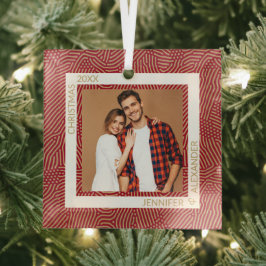 Gold und Rotes Foto Ornament Aus Glas