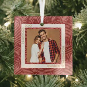 Gold und Rotes Foto Ornament Aus Glas