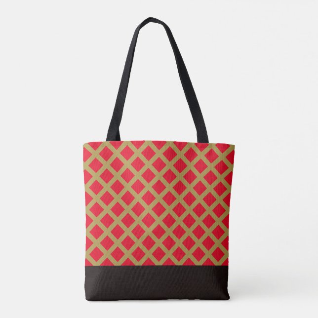 Gold und Rotes Gitter Tasche (Rückseite)