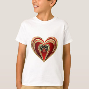 Gold und Rotes Herz T-Shirt