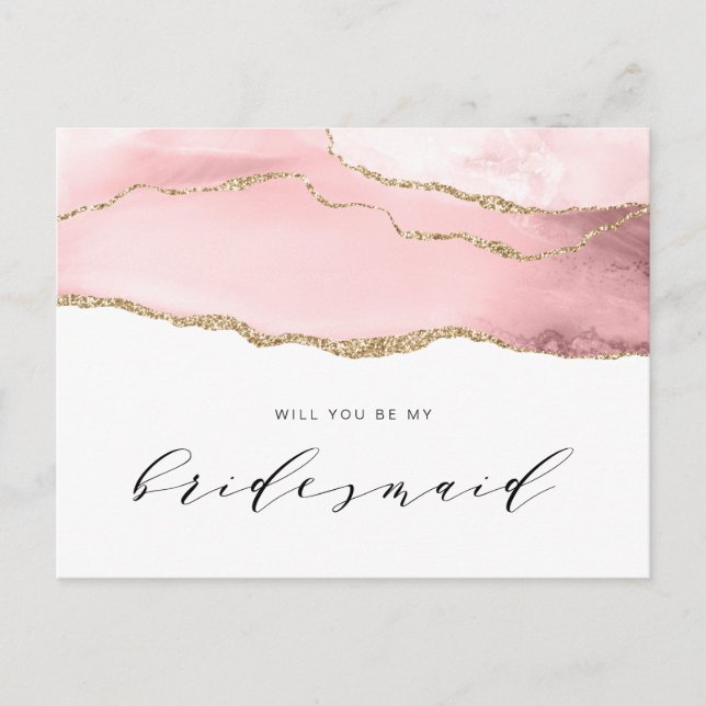 Gold und Rotzunge werden Sie meine Bridesmaid sein Einladungspostkarte (Vorderseite)