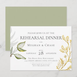 Gold und Sage Green Folies Einladung