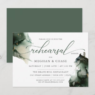 Gold und Sage Green Water Color Einladung