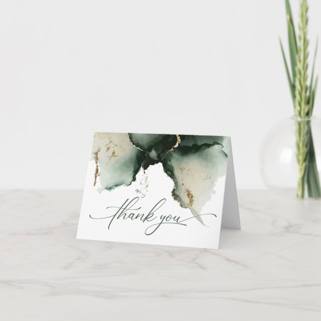 Gold und Sage Green Watercolor Geode Vielen Dank Dankeskarte (Vorderseite)