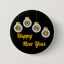 Gold- und Schwarz 2026 Neujahrs-Pin-Button Button