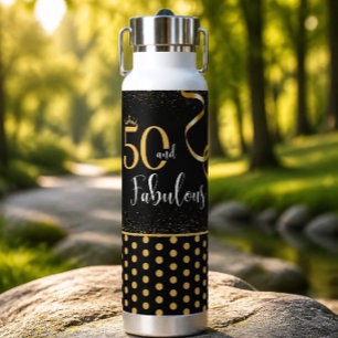 Gold und Schwarz 50 und Fantastisch Wasserflasche Trinkflasche